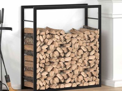 vidaXL küttepuude rest, mattmust, 80x28x86 cm, teras