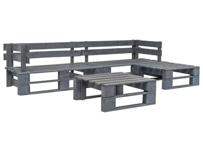 vidaXL 4-osaline aiamööblikomplekt, kaubaalustest, puit, hall