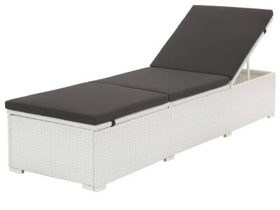 vidaXL polürotangist lamamistool padjaga, valge