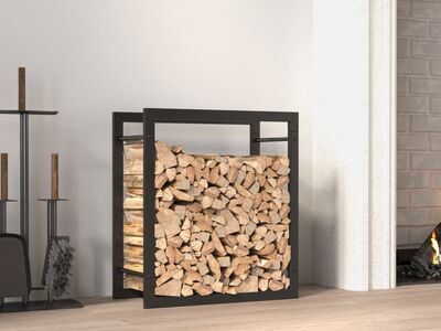 vidaXL küttepuude rest, mattmust, 50x28x56 cm, teras