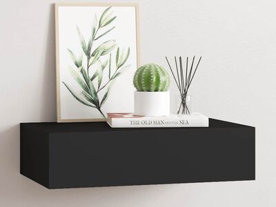 vidaXL sahtliga seinariiul, must 40x23,5x10 cm MDF