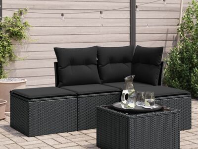 vidaXL 5-osaline aiadiivanikomplekt patjadega, must, polürotang