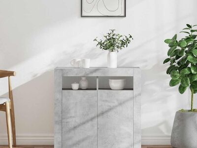 vidaXL puhvetkapp LED-tulega, betoonhall, 80 x 35 x 75 cm