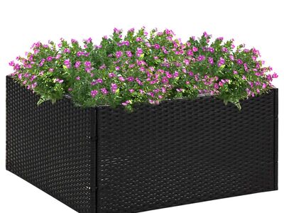 vidaXL taimekast, must, 80 x 80 x 40 cm, polürotang