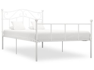 vidaXL voodiraam valge, metall, 90 x 200 cm