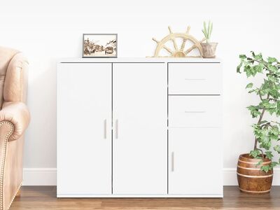 vidaXL puhvetkapp, valge, 91 x 29,5 x 75 cm, tehispuit