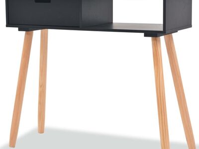 vidaXL konsoollaud toekast männipuidust 80 x 30 x 72 cm, must