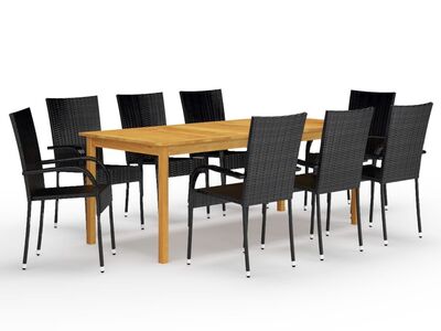 vidaXL 9-osaline aiamööbli komplekt, must