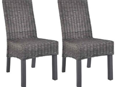 vidaXL söögitoolid 2 tk, pruun, Kubu rotang ja mahagonipuit