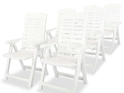 vidaXL allalastava seljatoega aiatoolid, 6 tk, plast, valge