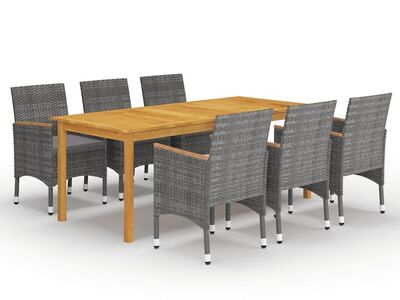 vidaXL 7-osaline aiamööbli komplekt, hall