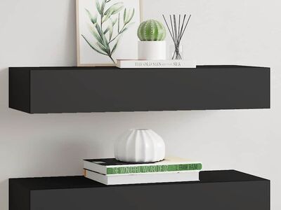 vidaXL sahtlitega seinariiulid, 2 tk, must, 60 x 23,5 x 10 cm, MDF