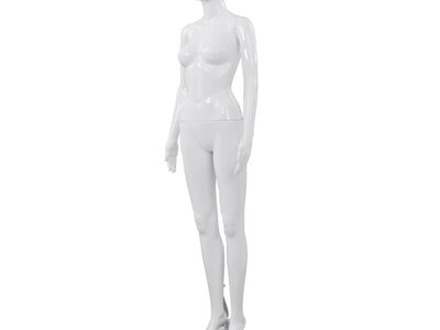 vidaXL täispikkuses naismannekeen klaasist alusel, läikiv valge 175 cm