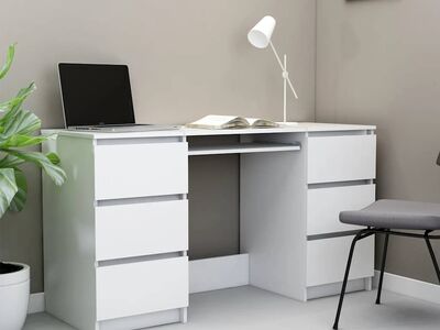vidaXL kirjutuslaud, valge, 140 x 50 x 77 cm tehispuit