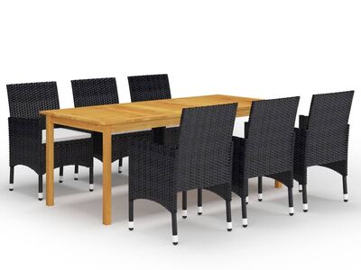 vidaXL 7-osaline aiamööblikomplekt, must