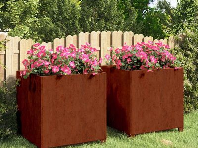vidaXL jalgadega taimekastid, 2 tk, rooste, 50x50x50 cm, Corten teras