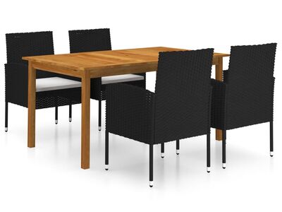 vidaXL 5-osaline aiamööblikomplekt, must