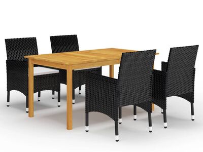 vidaXL 5-osaline aiamööblikomplekt, must