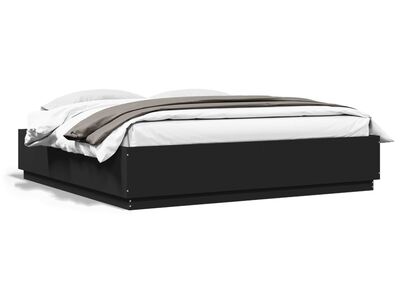 vidaXL voodiraam LED-tuledega, must, 200 x 200 cm, tehispuit