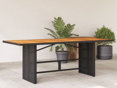 vidaXL aialaud akaatsiapuidust plaadiga, must, 190x80x74 cm, PE-rotang