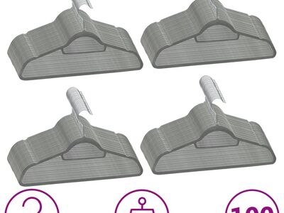 vidaXL 100 tk riidepuud, libisemiskindel, hall, samet