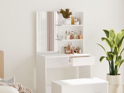vidaXL peegliga tualettlaud, valge, 74,5 x 40 x 141 cm