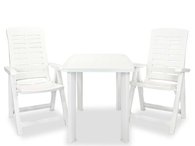 vidaXL 3-osaline bistrookomplekt, plast, valge