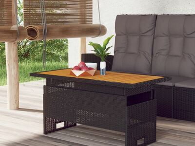 vidaXL aialaud, must, 100x50x43/63 cm, akaatsiapuit ja polürotang