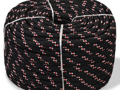vidaXL paadiköis polürpopüleenist 10 mm, 50 m, must