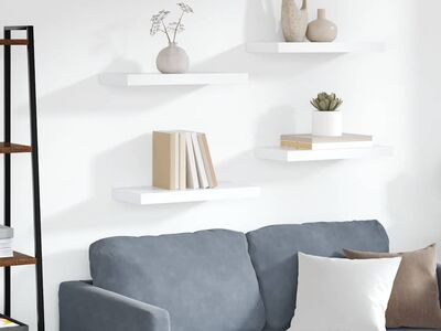 vidaXL seinariiulid, 4 tk, valge, 50 x 23 x 3,8 cm MDF