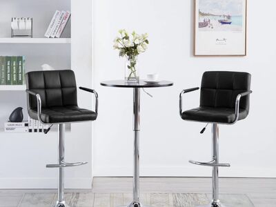 vidaXL baaripukid 2 tk, must, kunstnahk
