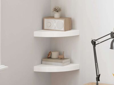 vidaXL nurgariiulid, 2 tk, valge, 25 x 25 x 3,8 cm MDF