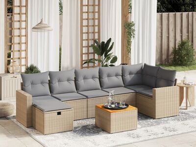 vidaXL 8-osaline aiadiivani komplekt patjadega, beež, polürotang