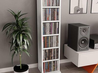 vidaXL CD-kapp, valge, 21 x 20 x 88 cm, tehispuit