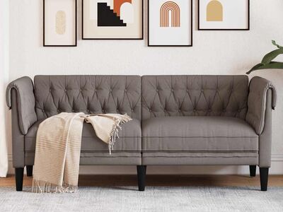 vidaXL Chesterfield 2-kohaline diivan, hallikaspruun, kangas