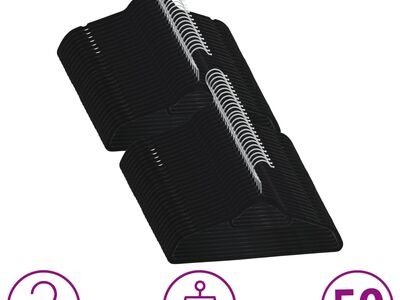 vidaXL 50 tk riidepuud, libisemiskindel, must, samet