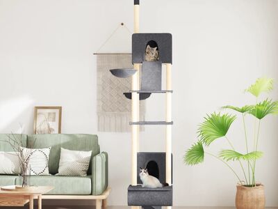 vidaXL põrandast laeni kassi kraapimispuu, tumehall, 277 - 303 cm