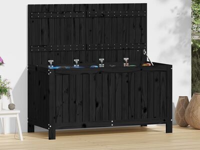 vidaXL aia hoiukast, must, 121 x 55 x 64 cm, männipuit