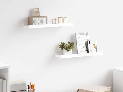 vidaXL pildiraami seinariiulid 2 tk, valge, 40 x 9 x 3 cm MDF