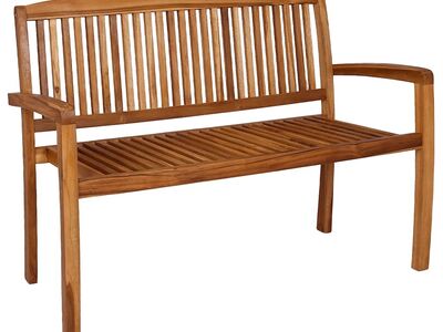 vidaXL 2-kohaline virnastatav aiapink lauaga 120 cm, toekas tiikpuit