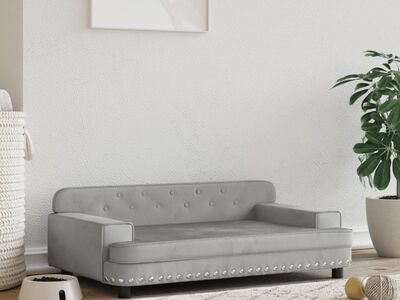 vidaXL koeravoodi, helehall, 90 x 53 x 30 cm, samet