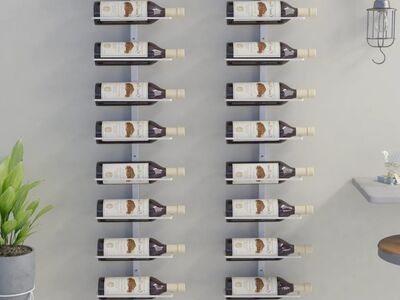 vidaXL seinale kinnitatav veiniriiul 10 pudelile 2 tk, valge, metall