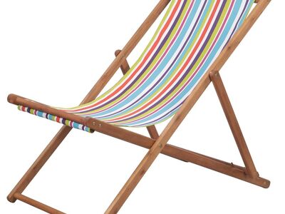 vidaXL kokkupandav rannatool, kangas ja puitraam, mitmevärviline