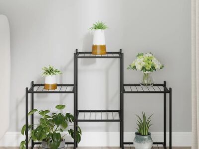 vidaXL lillealus, 83 x 25 x 60 cm, must, raud
