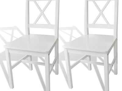 vidaXL söögitoolid 2 tk, valge, männipuit