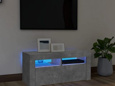 vidaXL telerialus LED-tuledega, betoonhall, 90 x 35 x 40 cm