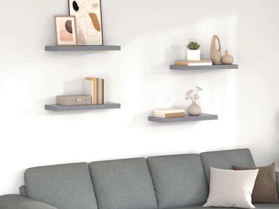 vidaXL seinariiulid, 4 tk, hall, 60 x 23,5 x 3,8 cm MDF