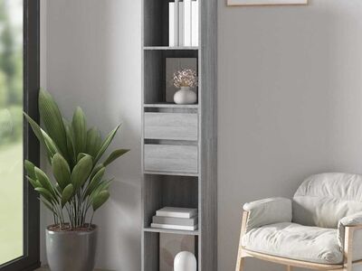 vidaXL raamatukapp, hall Sonoma tamm, 36 x 30 x 171 cm, tehispuit