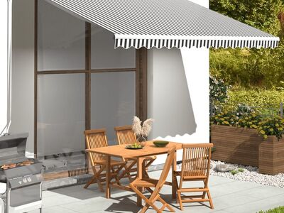 vidaXL varikatuse asenduskangas, antratsiithall ja valge, 4 x 3 m
