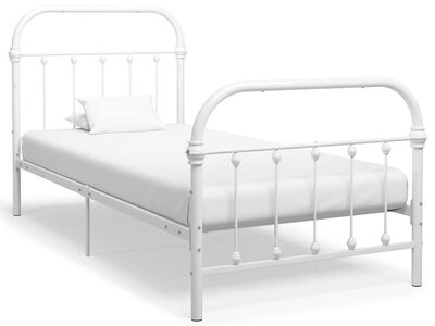 vidaXL voodiraam valge, metall, 90 x 200 cm